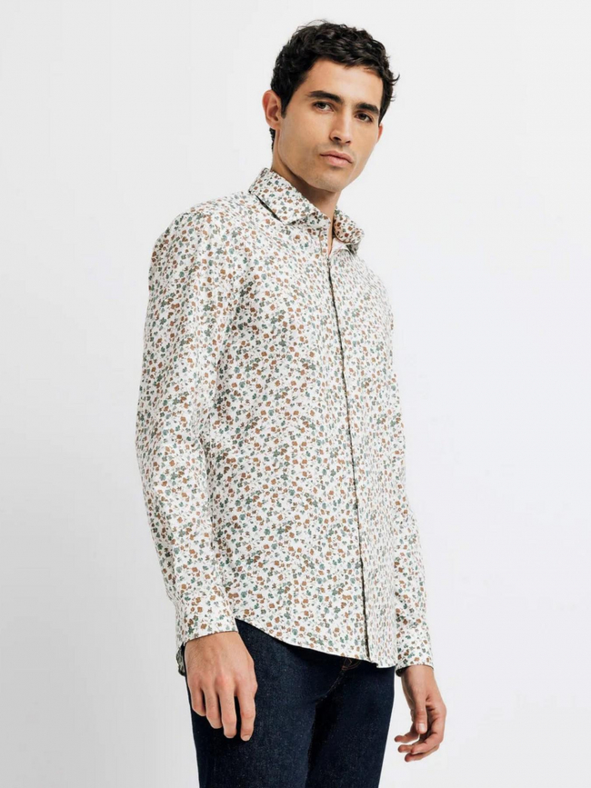 Chemise manches longues martel motif floral créme homme - Izac