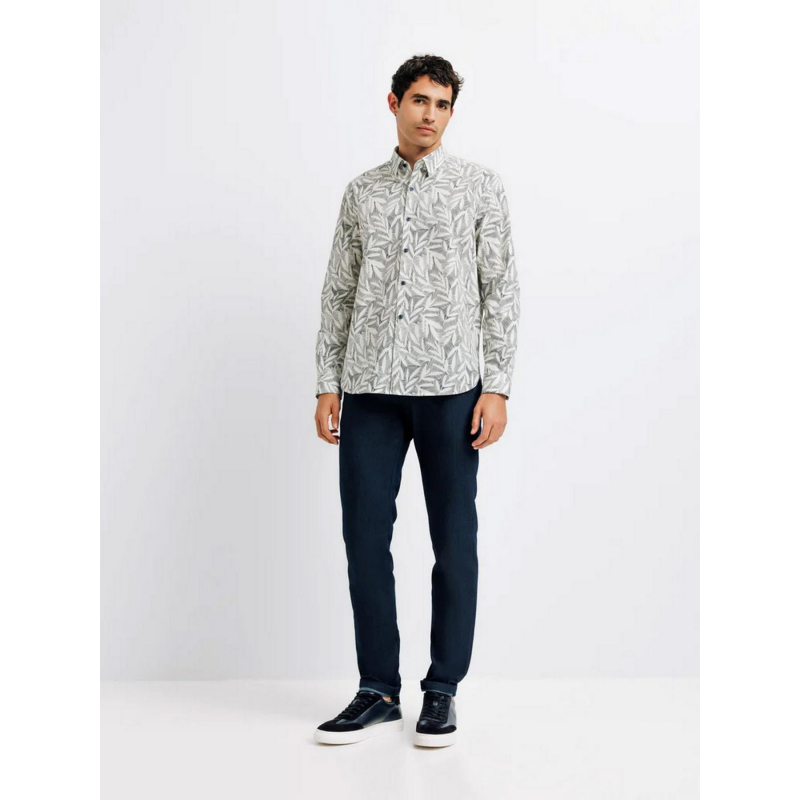 Chemise manches longues kimeo motif feuillage créme homme -Izac