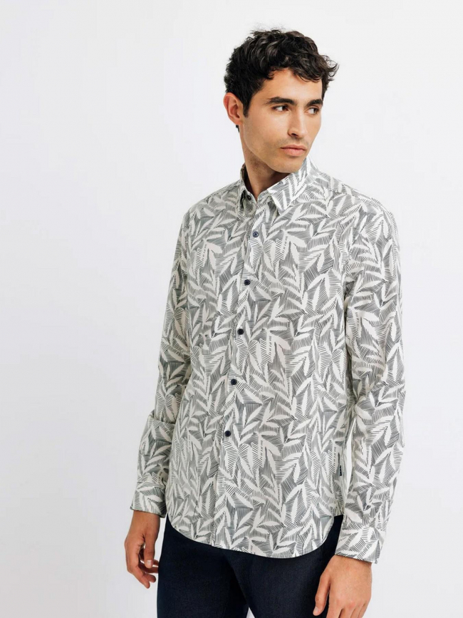 Chemise manches longues kimeo motif feuillage créme homme -Izac