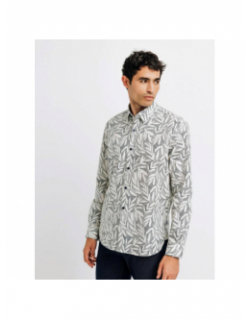 Chemise manches longues kimeo motif feuillage créme homme -Izac