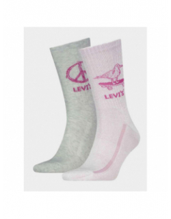 Pack 2 paires de chaussettes graphic rose/gris - Levi's