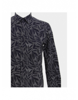 Chemise manches longues kimeo feuillage bleu marine homme - Izac