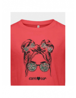 T-shirt kita sylvia corail fille - Only