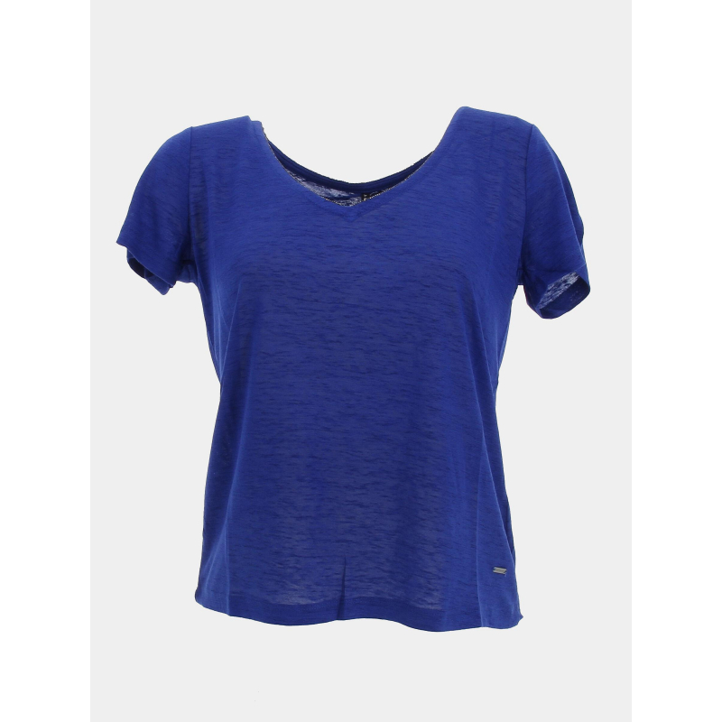 T-shirt pertel col v strass bleu femme - Sun Valley
