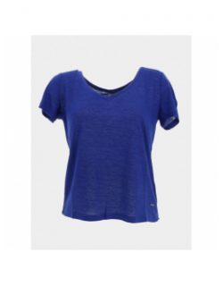 T-shirt pertel col v strass bleu femme - Sun Valley