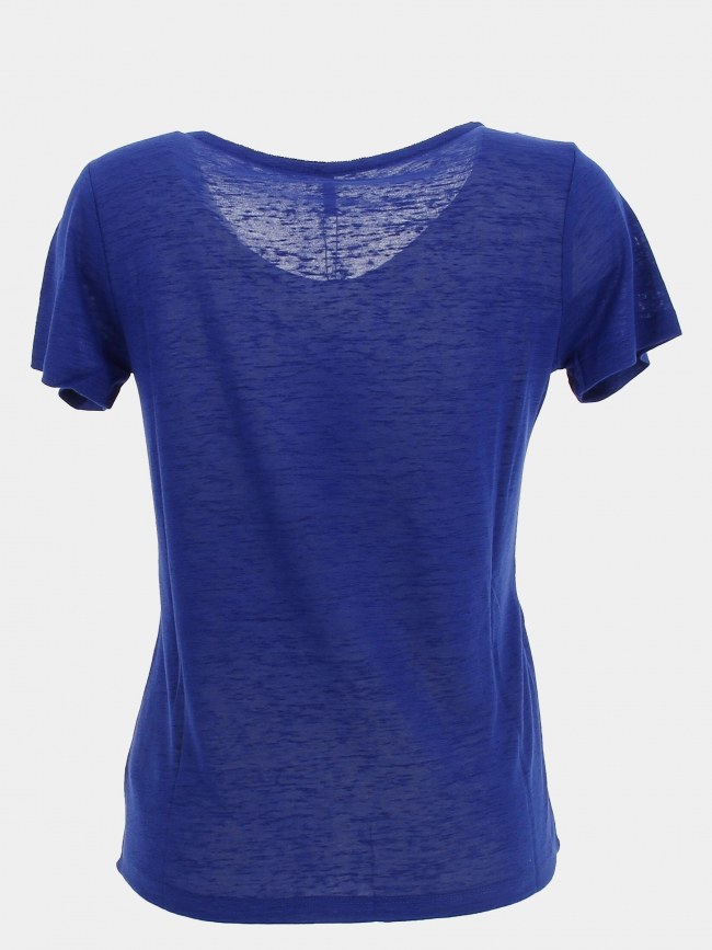 T-shirt pertel col v strass bleu femme - Sun Valley