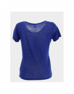 T-shirt pertel col v strass bleu femme - Sun Valley