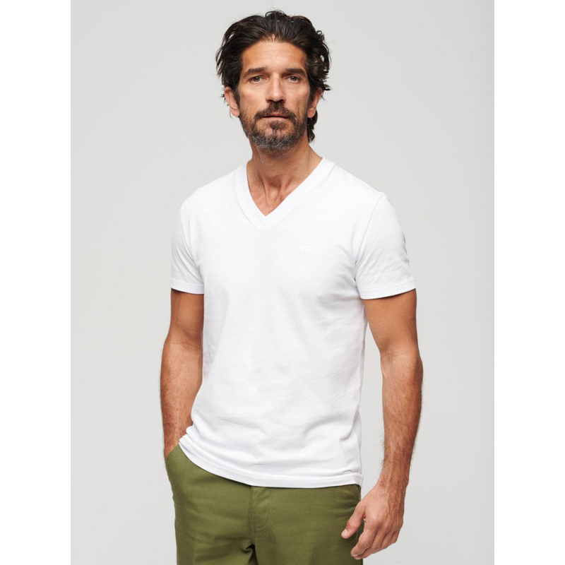 T-shirt vintage logo brodé blanc homme - Superdry