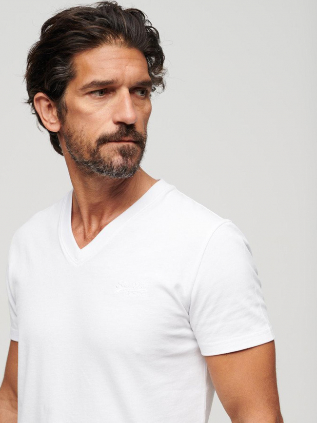 T-shirt vintage logo brodé blanc homme - Superdry