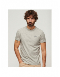 T-shirt essential logo brodé beige homme - Superdry