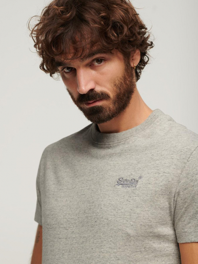 T-shirt essential logo brodé beige homme - Superdry