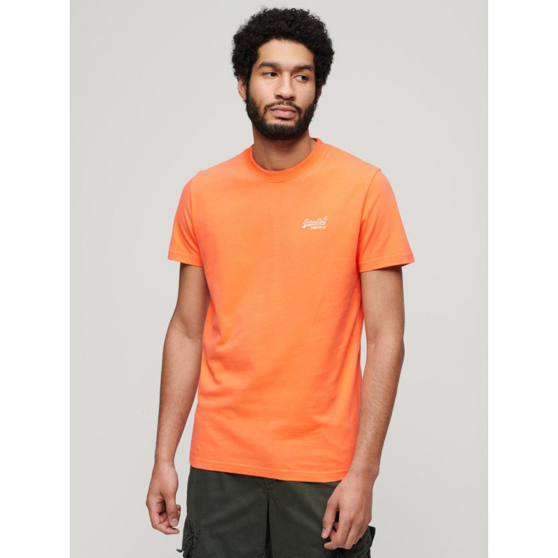 T-shirt essential logo brodé orange homme - Superdry