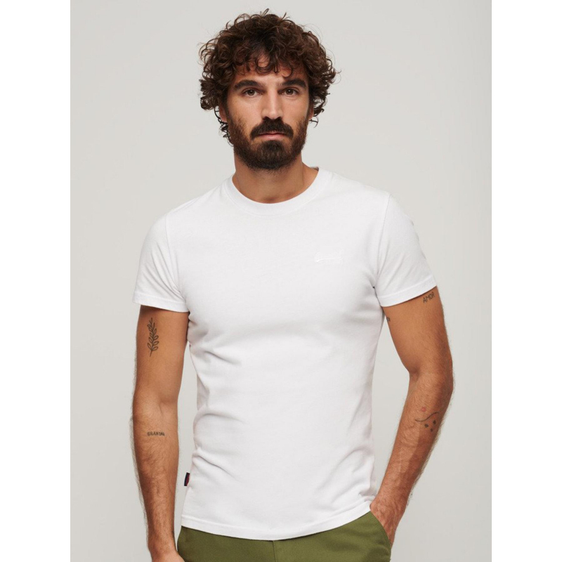T-shirt essential logo brodé blanc homme - Superdry