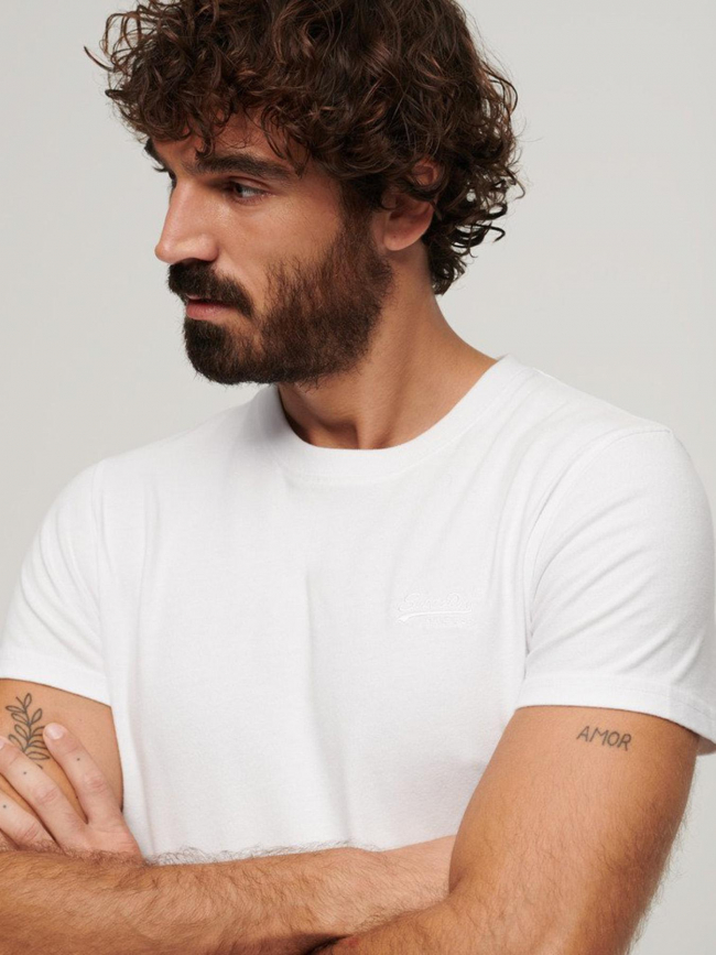 T-shirt essential logo brodé blanc homme - Superdry