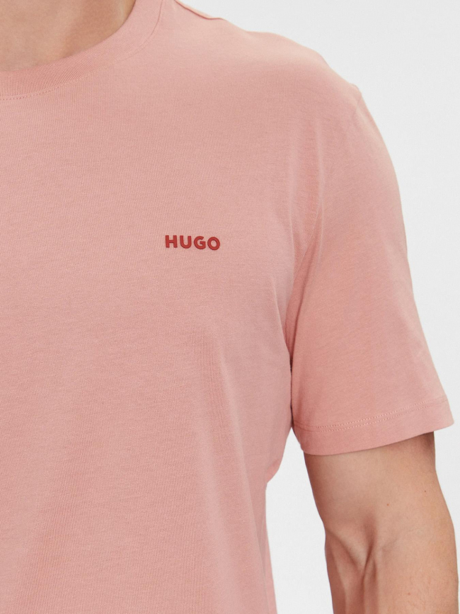 T-shirt uni logo dero rose homme - Hugo