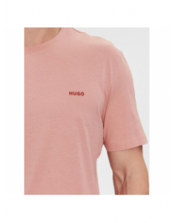 T-shirt uni logo dero rose homme - Hugo