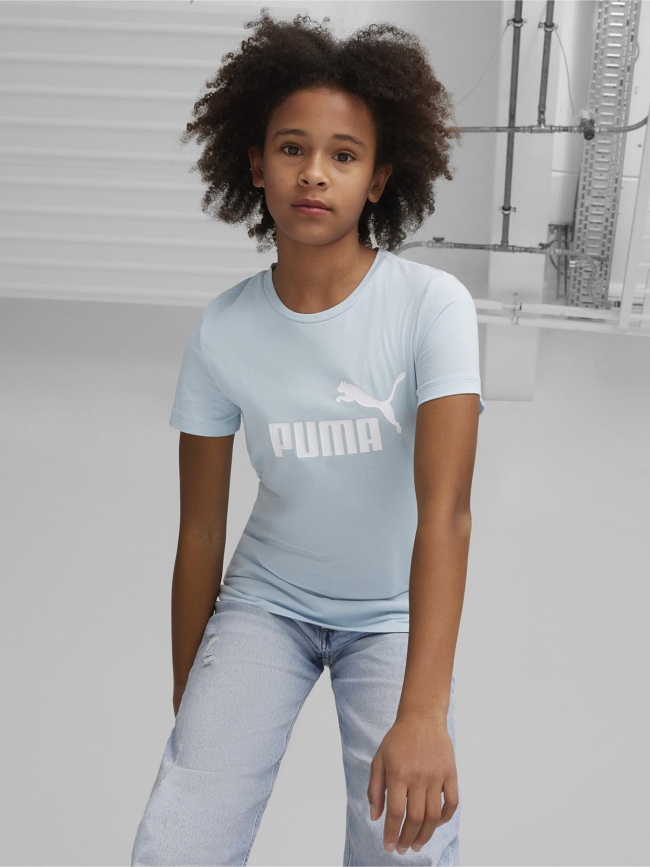 T-shirt uni essential logo bleu femme - Puma