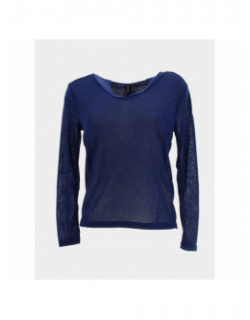 Pull à capuche maille knit chiné bleu femme - Sun Valley