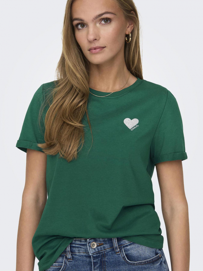 T-shirt kita life coeur vert femme - Only