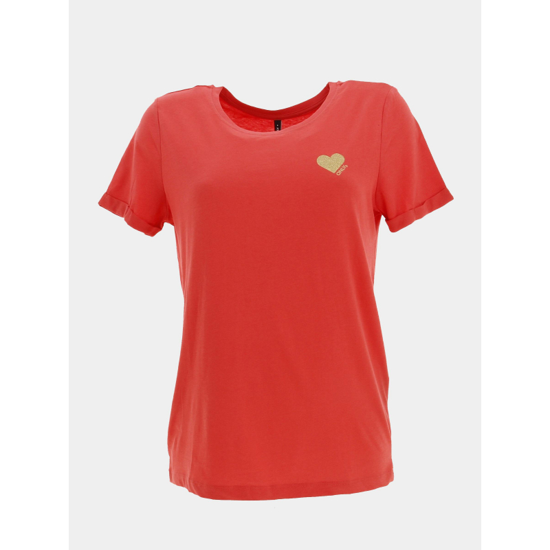 T-shirt kita life coeur rose femme - Only