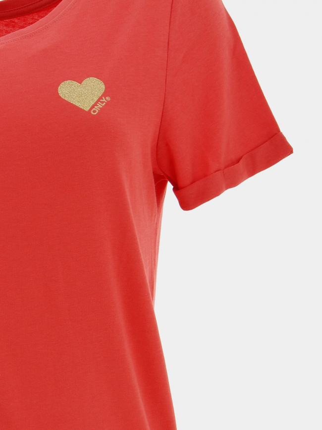T-shirt kita life coeur rose femme - Only