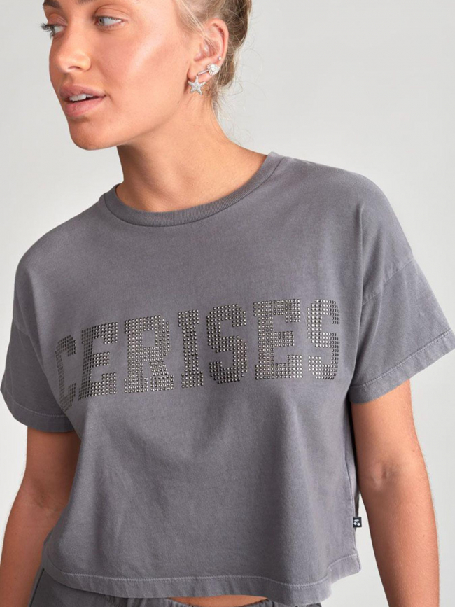 T-shirt crop darbygi anthracite fille - Le Temps Des Cerises
