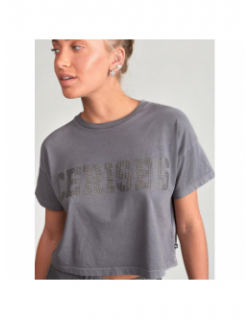 T-shirt crop darbygi anthracite fille - Le Temps Des Cerises