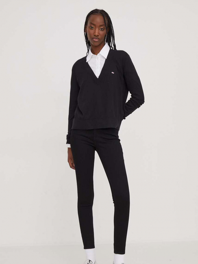 Pull col v essential noir femme -  Tommy Jeans