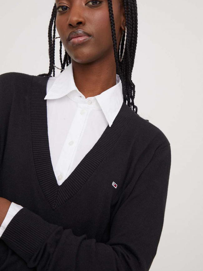 Pull col v essential noir femme -  Tommy Jeans