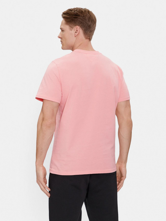 T-shirt slim logo brodé rose homme - Tommy Jeans