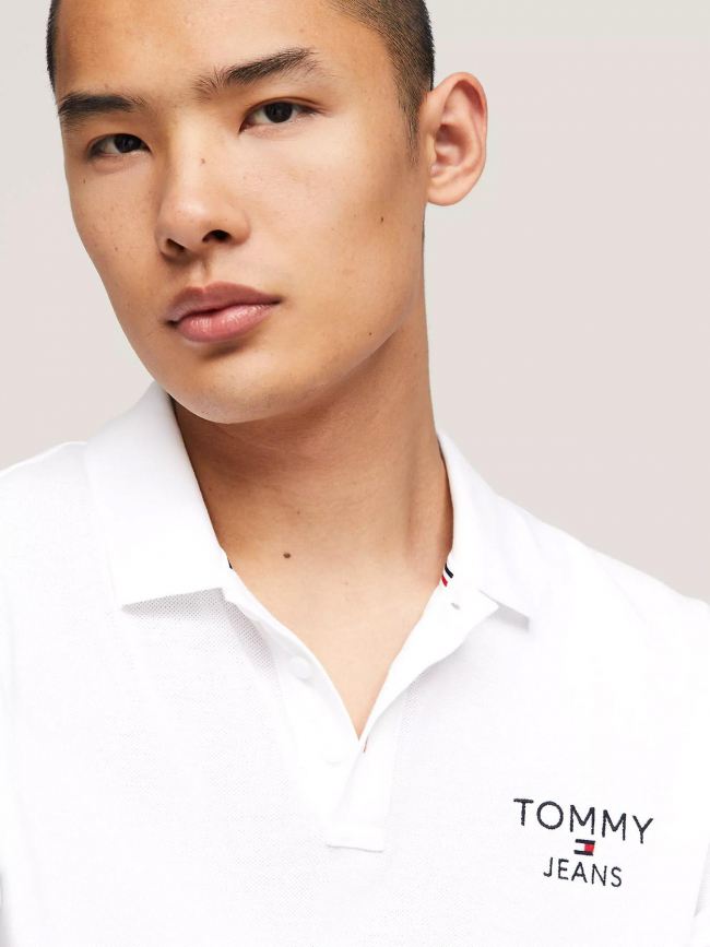 Polo slim logo blanc homme - Tommy Jeans