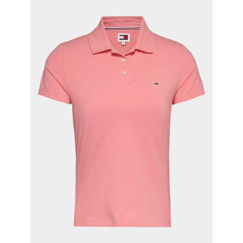 Polo slim essential logo rose femme - Tommy Jeans