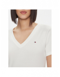 T-shirt col v new slim cody femme blanc - Tommy Hilfiger