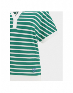 Polo relaxed lyocell rayures vert blanc femme - Tommy Hilfiger