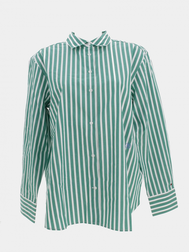 Chemise à rayures vert femme - Tommy Hilfiger
