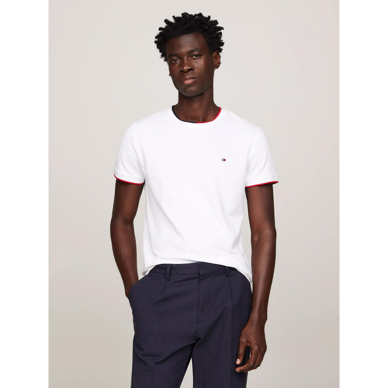 T-shirt tipped pique blanc homme - Tommy Hilfiger