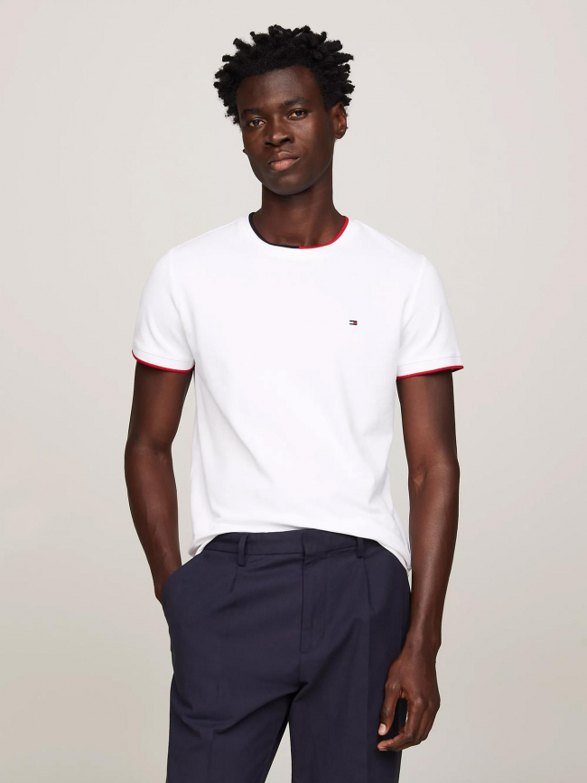 T-shirt tipped pique blanc homme - Tommy Hilfiger