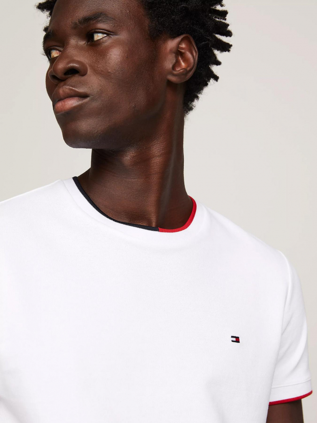 T-shirt tipped pique blanc homme - Tommy Hilfiger
