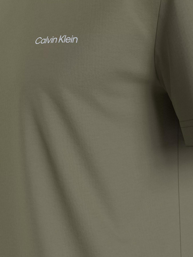 T-shirt micro logo interlock kaki homme - Calvin Klein