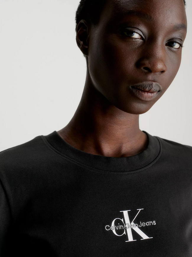 T-shirt monologo slim noir femme - Calvin Klein Jeans