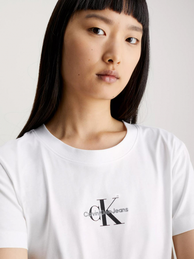 T-shirt slim logo blanc femme - Calvin Klein Jeans