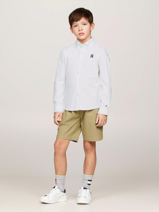 Chemise stretch monogram blanc enfant - Tommy Hilfiger