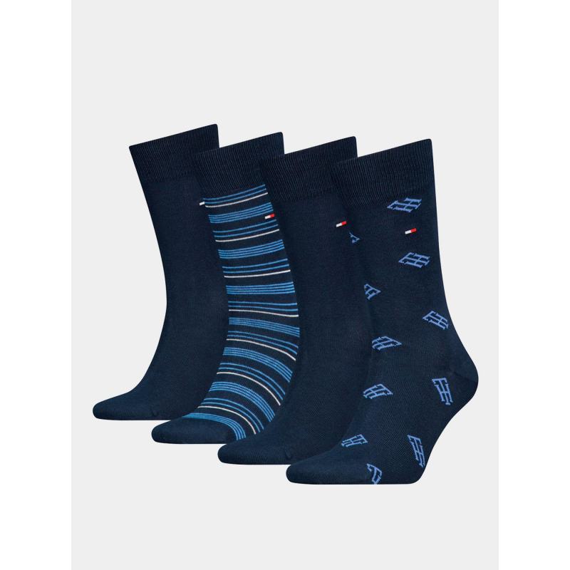 4 paires de chaussettes monogram bleu homme - Tommy Hilfiger