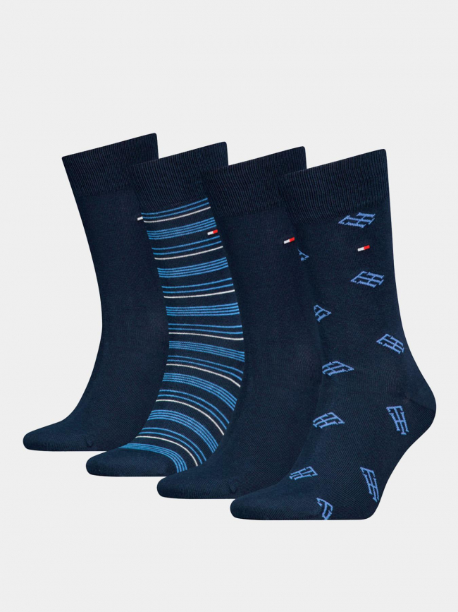 4 paires de chaussettes monogram bleu homme - Tommy Hilfiger