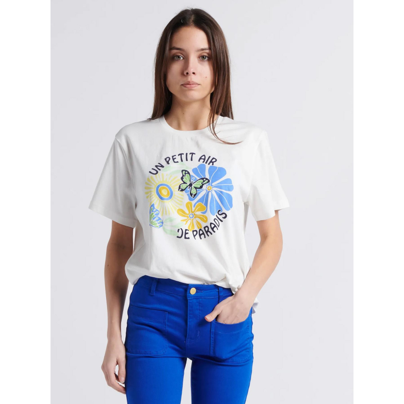T-shirt tair imprimé floral écru femme - La Petite Etoile