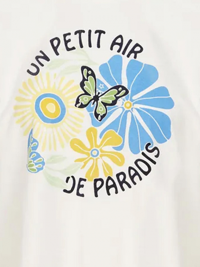 T-shirt tair imprimé floral écru femme - La Petite Etoile