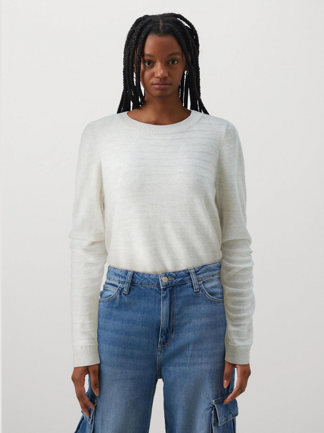 Pull col rond knit cata écru femme - Only