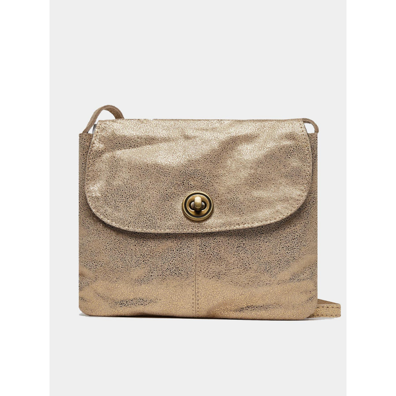 Sac bandoulière totally large cuir doré femme - Pieces