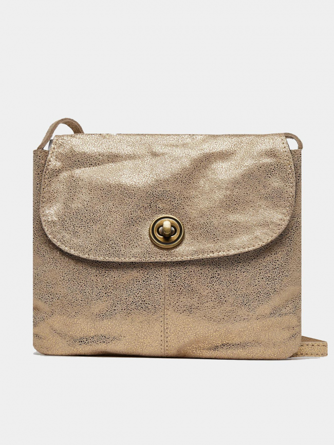 Sac bandoulière totally large cuir doré femme - Pieces