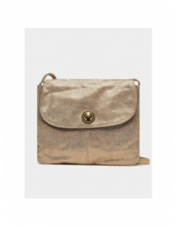 Sac bandoulière totally large cuir doré femme - Pieces